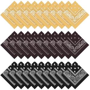 Yimomoyi 30 pezzi Bandana Paisley Fascia per capelli Sciarpa quadrata Bandane da cowboy per costume da festa di Halloween, A