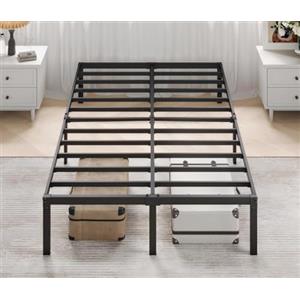 MUTICOR Letto 120 x 200 cm in Metallo con Contenitore - Struttura Letto Robusta, Rete a Doghe, Senza Rumori, Facile Montaggio, Nero