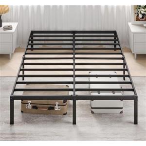 MUTICOR Letto Matrimoniale 160 x 200 cm in Metallo con Contenitore - Struttura Letto Robusta, Rete a Doghe, Senza Rumori, Facile Montaggio, Nero