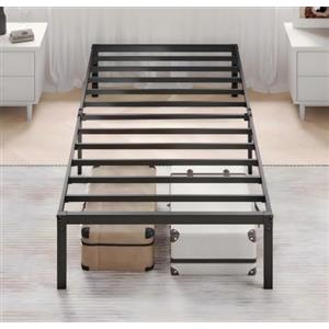 MUTICOR Letto Singolo 90 x 200 cm in Metallo con Contenitore - Struttura Letto Robusta, Rete a Doghe, Senza Rumori, Facile Montaggio, Nero