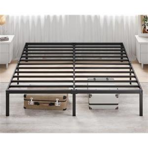 MUTICOR Letto Matrimoniale 180 x 200 cm in Metallo con Contenitore - Struttura Letto Robusta, Rete a Doghe, Senza Rumori, Facile Montaggio, Nero