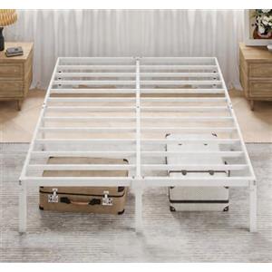 MUTICOR Letto Matrimoniale 160 x 200 cm in Metallo con Contenitore - Struttura Letto Robusta, Rete a Doghe, Senza Rumori, Facile Montaggio, Bianco