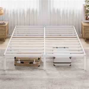 MUTICOR Letto Matrimoniale 180 x 200 cm in Metallo con Contenitore - Struttura Letto Robusta, Rete a Doghe, Senza Rumori, Facile Montaggio, Bianco