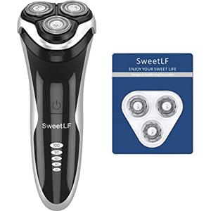 SweetLF [2025 New] Rasoio elettrico da uomo Wet & Dry (Plus 3 lame+1 caricatore rapido) con 4D teste rotanti, rasoio ricaricabile con schermo LED, rasatura IPX7 impermeabile + rasatrice per barba,