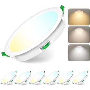 Jaenmsa Faretti Led da Incasso per Cartongesso 230V, 10W Foro Φ 95-105mm, IP44, Dimmerabile, Faretti LED Soffitto, Bianco Caldo 3000K Bianco Neutro 4000K Bianco Freddo 6500K, Set di 6
