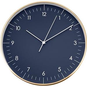 LUUK LIFESTYLE Orologio da Parete Grande Design Silenzioso senza Ticchettio (31 cm), Regalo Inaugurazione, Ideale per Cucina, Salotto, Bagno, Soggiorno, con Lancetta dei secondi, Blu scuro e Oro