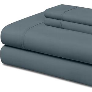 EasyCosy Set Lenzuola Matrimoniale 4 Pezzi 180x200 cm - Microfibra Spazzolata - con Lenzuolo sopra, Lenzuolo con Angoli e 2 Federe 50x75 cm. Grigiastro - Oeko-Tex