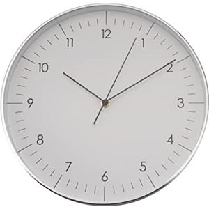 LUUK LIFESTYLE Orologio da Parete Piccolo Decorativo (31cm), Moderni Design, Silenzioso senza ticchettio, Regali Inaugurazione, Ideale per Cucina, Salotto, Soggiorno, Ufficio, in Bianco e Argento