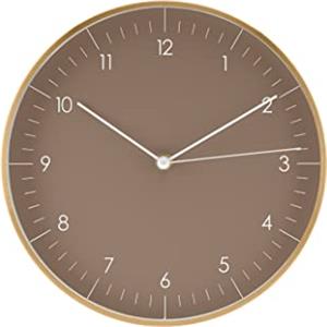 LUUK LIFESTYLE Orologio da Parete Cucina Silenzioso senza Ticchettio 24cm diametro, Regalo Inaugurazione, Moderno Design, Ideale per Salotto, Bagno, Soggiorno, Ufficio, Camera da letto, Marrone e Oro