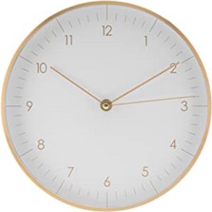 LUUK LIFESTYLE Orologio da Parete Design Silenzioso senza Ticchettio 24 cm, Regalo Inaugurazione, Ideale per Cucina, Salotto, Bagno, Soggiorno, Ufficio, con Lancetta dei secondi, in Bianco e Oro