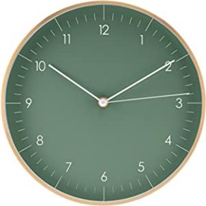 LUUK LIFESTYLE Orologio da Parete Design Silenzioso senza Ticchettio 24 cm, Regalo Inaugurazione, Ideale per Cucina, Salotto, Bagno, Soggiorno, Ufficio, con Lancetta dei secondi, in Verde e Oro