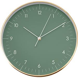 LUUK LIFESTYLE Orologio da Parete Piccolo Minimalista Verde scuro e Oro 31cm, Silenzioso senza ticchettio, Regalo per la casa, Ideale per Cucina, Salotto, Soggiorno, Ufficio, Ingresso, Camera da letto