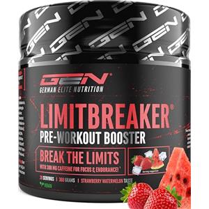 GEN GERMAN ELITE NUTRITION LIMITBREAKER® Pre Workout Booster con 300 mg di Caffeina - Gusto Limone Acido - con L Citrullina, AAKG, Beta Alanina & L Teanina - Alto Dosaggio - 360 g di Polvere 20 Porzioni - Vegano