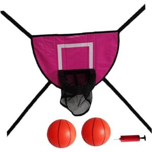 Tdoutop Mini Canestro da Basket per Trampolino con Rete di Protezione, Tabellone Leggero, Accessori per Trampolino, con Due Palline