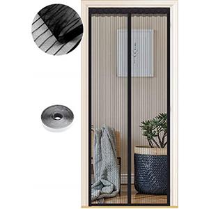 WENT Zanzariera Magnetica per Porte 125 x 250 cm, Tenda Magnetica Zanzariera Porta, Nessun Attrezzo Richiesto, Facile da Installare, Adatto a Bambini e Animali Domestici, Strisce Nere