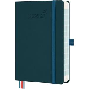 BEZEND Agenda 2026 2027 Giornaliera 17 x 12 cm (B6), 16 Mesi Diario Scuola 1 Pagina per Giorno da Set.26 a Dic.27 - Intervalli di 30 Minuti, Copertina Rigida in Pelle PU, Verde Scuro