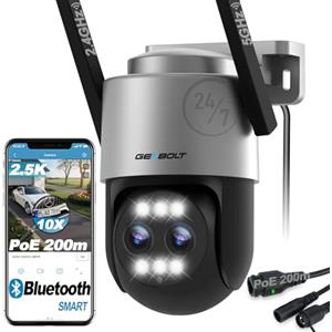 GENBOLT 2.5K PTZ Telecamera WIFI Esterno con PoE,Doppio Lente CCTV IP Videocamera Sorveglianza Esterno,10X Ibrido Zoom Domestica, Intelligente Automatico,Rilevamento Persone/Veicoli,Notturna Colori