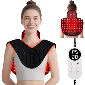 Generico Terapia con Luce Rossa per Collo e Spalle Schiena Cervicale Sollievo dal Dolore, Cuscinetto Termico a Infrarossi, Termoforo Cervicale e Spalle, 5 Livelli di Luce Rossa Temperatura a 3 Livelli