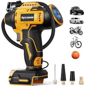 byczone Gonfiatore per pneumatici compatibile con batteria Dewalt 18V, compressore d'aria senza fili da 160 PSI con manometro digitale LCD, spegnimento automatico e gonfiaggio rapido, gonfiatore per