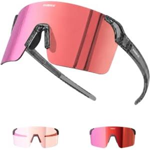 INBIKE Occhiali Da Ciclismo Uomo Donna Occhiali Da Sole Con Protezione UV400 Lenti Fotocromatiche Trattamento Anti-Appannamento Per Ciclismo Trekking Montatura Trasparente E Lenti Specchiate