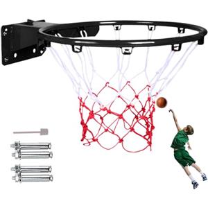 Xweptuy Canestro da Basket da 14 Pollici Montato a Parete, Bordo da Basket ad Altezza Regolabile, Anello Antiurto con Molla per Bambini al Coperto e all'aperto