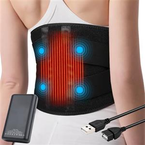 Euakee 16000mAh Batteria Fascia Lombare Riscaldamento,Termoforo Lombare con 3 Livelli di Temperatura e Massaggio a Vibrazione,cintura riscaldante per la schiena con USB regalo per mamme, donne (Nero)