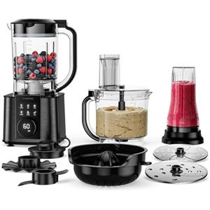 Klarstein Verosteel Robot da Cucina con Frullatore - Robot da cucina multifunzione da 1200 W, ciotola da 2 L, frullatore da 1,75 L, 10 velocità, 6 programmi, spremiagrumi e tritacarne