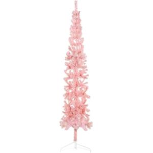 FUDUGEHMIOFWFJJ Albero di Natale Artificiale Sottile a Metà Rosa 210 cm con Luci LED Incorporate, Adatto per camera da letto, soggiorno, patio, Natale