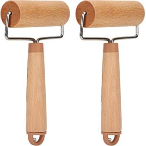 OPSDKVKS 2 mattarelli piccoli, rullo per impastare in legno, rotazione di 360 gradi con impugnatura ergonomica, mattarello in legno di faggio facile da pulire per pizza, torte, pane,