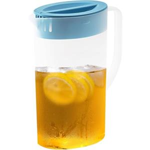 Tuxxjzm Caraffa per succo con coperchio, 1,5/2 l, brocca per acqua, caraffa per frigorifero, dispenser per succhi di frutta, brocca in plastica, brocca per gelato, brocca per acqua, teiera con manico per