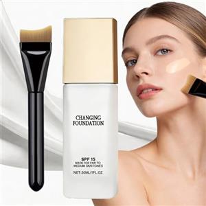 Lkdejrt Mira Glow Fondotinta Pelli Mature,Spf15 Fondotinta Cambia Colore Impeccabil,Coprente E Idratante,Effetto Uniforme E Luminoso a Lunga Tenuta (1PC)