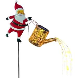 Generico LuciNatalizie Per Bollitore Solare Di Babbo Natale,annaffiatoio A Energia Solare Per Babbo Natale Con Luce A Cascata,luce Decorativa Per Prato Da Giardino,decorazioni Vintage Impermeabili Perlanterne
