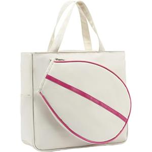 Pegciuho Borsa da Tennis/Borsone Porta Racchette, Borsa Sportiva per Esterni di Grande capacità per Uomo E Donna, Bianco