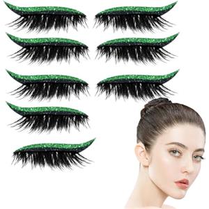 Generico Ciglia Finte,4 Paia Ciglia Finte Autoadesive Resistenti all'Acqua | Adesivi Impermeabili Per Trucco Bellezza Con Brillantini Effetto Eyeliner Per Donne Ragazze Principianti Uso Quotidiano