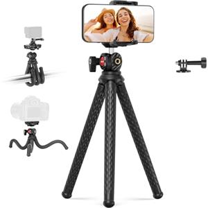 NEEWER Treppiede Flessibile per Telefono, Mini Cavalletto da Tavolo per Fotocamera con Portatelefono Nascosto, Attaco Action Cam Compatibile con iPhone GoPro DJI Insta360 Samsung per Vlog Video, TP34