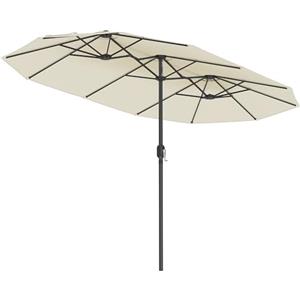 SONGMICS Ombrellone Doppio da Giardino, Parasole di 394 x 200 cm, Extra Grande, UPF50+, con Manovella, per Mercato Esterno Terrazzo, Base Non Inclusa, Beige GPU037L01