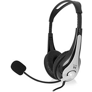 Ewent Ew3562 Cuffia Professionale con Microfono per PC con Controllo Volume, Notebook, Laptop, Doppio Jack 3.5 mm (1Xaudio 1Xmic), Auricolari Imbottiti, Cavo 2 m, black