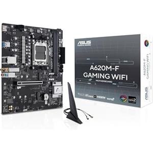 ASUS A620M-F GAMING WIFI, Scheda madre AMD mATX, DDR5, 2x M.2 PCIe 4.0, HDMI, 2.5Gb Ethernet, USB 3.2 Gen 1 Type-A, SafeSlot Core+, Q-DIMM, Q-LED Core, Q-Slot, ASUS 5X PROTECTION III, Armoury Crate