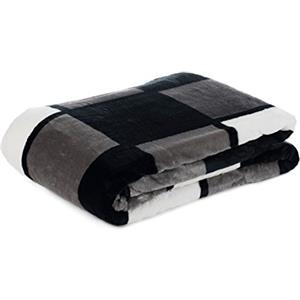 Gözze - Coperta Morbida, Sensazione Cashmere, Tessuto Spesso 500 g/m², Antigua, 100% Microfibra, 150 x 200 cm - Antracite/Nero/Bianco