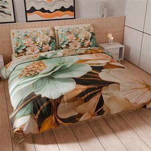 PETTI Artigiani Italiani - Set Copripiumino Matrimoniale Maxi 260x220 cm (2 Federe 75x50 cm Incluse), Parure Copripiumino Microfibra con Stampa Digitale Floreale 05 9 - Made in Italy