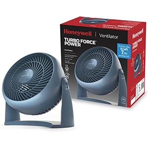 Honeywell Ventilatore ad alta potenza TurboForce - Blu (raffreddamento silenzioso, inclinazione variabile a 90°, 3 impostazioni di velocità, ventilatore da tavolo) HT900NE