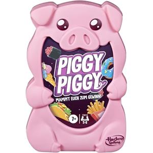 Hasbro Gaming Piggy Piggy - Gioco di carte per famiglie, versione tedesca, semplice gioco di strategia per bambini dai 7 anni e adulti, contiene 5 personaggi di maialino, Natale