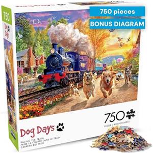 Buffalo Games - Angelo Bonito - Racing The Train - 750 Piece Jigsaw Puzzle for Adults -Challenging Puzzle Game Nights - Finished Size is 24.00 x 18.00