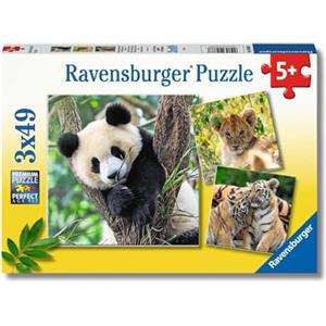 Ravensburger - Puzzle Bambini 5 Anni 3x49 Pezzi, Panda, tigre e leone - Puzzle 5 Anni, Include 3 Puzzle 49 Pezzi, Giochi Educativi, Idee Regalo