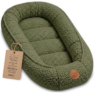 Totsy Baby Nido Neonato Riduttore Letto boucle 90x50 cm - Babynest Portatile per Culla Lettino Morbido Coccola Cocoon Bimbo Bimba Camera Neonati Olivgrigio