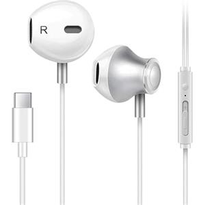 GAMURRY Cuffie USB C con cavo di tipo C per Samsung S21 S22 S23 Ultra, cuffie stereo Hi-Fi con microfono e controllo del volume, bianco