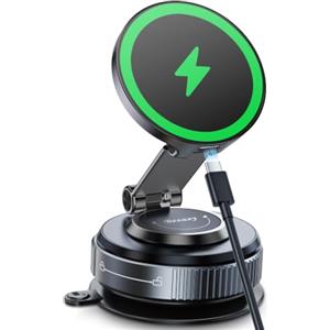 Beeasy per MagSafe Porta Cellulare Auto 15W, Caricatore Wireless Auto Regolabile a 360° [Ventosa Super Potente & Magnete N56], Magnetico Supporto Telefono Auto per iPhone 17 16 15 14 13 12