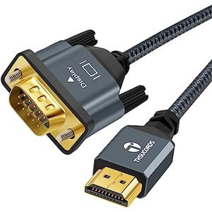 Thsucords Intrecciato Cavo da HDMI a VGA 1M(Maschio a Maschio) compatibile per 720p/1080pComputer,Desktop,Laptop, PC,Monitor,Proiettore