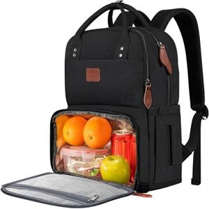 MATEIN Zaino Porta PC Uomo Donna 15,6 Pollici con Scomparto Porta Pranzo Termico, Zaino da Viaggio 40x30x20 Impermeabile e Antifurto con Porta USB, Borsa Termica per Lavoro, Ufficio e Università, Nero
