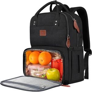 MATEIN Zaino Porta Pranzo con Scomparto Isoterma, Borsa Termica per Alimenti da 17" per Uomo e Donna, Porta USB, per Laptop, Campeggio, Viaggio e Lavoro, Nero